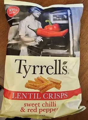 tyrells lentil crisps sweet chilli and red pepper