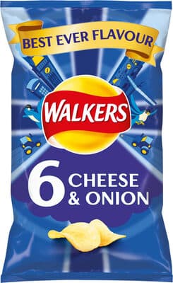 Walkers Cheese & Onion Crisps 6pk
