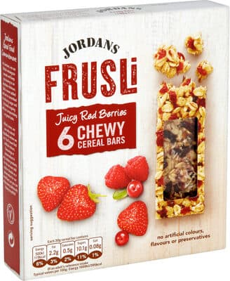 Frusli Juicy Red Berries Chewy Cereals Bars 6 x (180g)