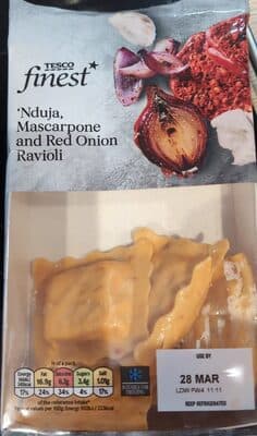 Nduja mascarpone and red onion ravioli
