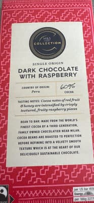 dark chocolate with freeze-dried raspberries