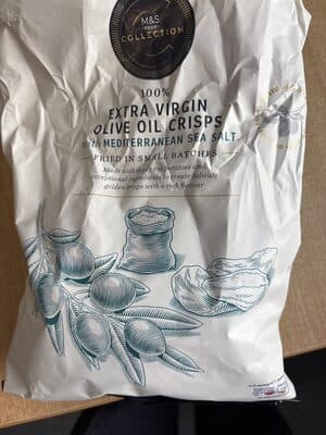 100% Extra Virgin Olive Oil Crisps with Mediterranean Sea Salt
