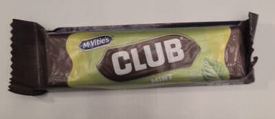 Mint flavoured cream filled biscuit bar with a chocolate flavour coating