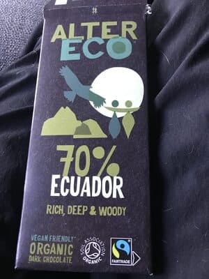 70% Ecuador organic dark chocolate