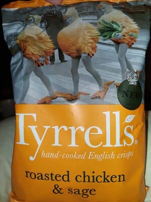 NEW Tyrrells hand-cooked English crisps roasted ch
