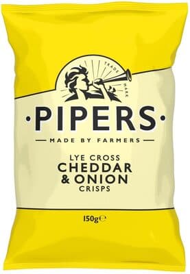 Pipers Lye cross cheddar & onion crisps