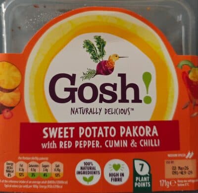 sweet potato pakora with red pepper, cumin and chilli